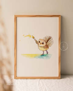 Pīwakawaka Painting Watercolour Print | Digital Download