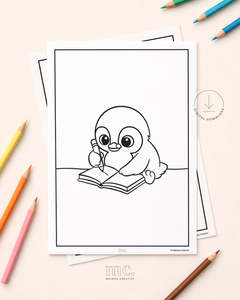 Kororā Writing Colouring Page