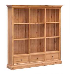 Versailles Large Oak Bookcase with 3 Drawers
