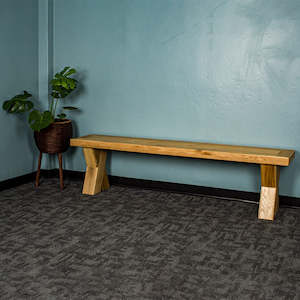 Bench Seats: Maximus Oak Cross Leg Bench Seat (1.9m)