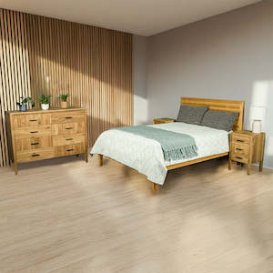 Oak Furniture: Ormond Oak Four Piece Double Bedroom Suite with Euro Top Mattress