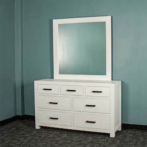 Vancouver 7 Drawer NZ Pine Dresser & Mirror (White)