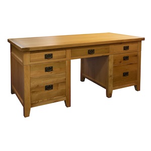Desks: Vienna 7 Drawer Oak Executive Desk