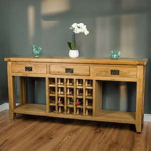 Wine Rack: Vienna Oak Hall Table w/ Wine Rack