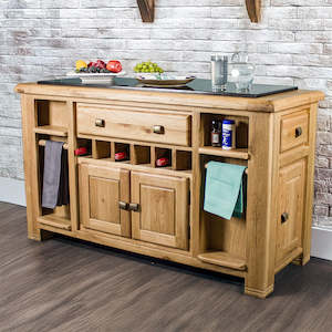 Kitchen Furniture: Danube Large Granite Top Oak Kitchen Island
