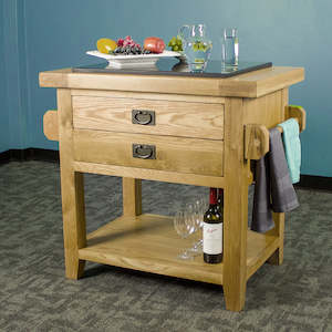 Kitchen Furniture: Vienna Oak Butcher's Block with Granite Top