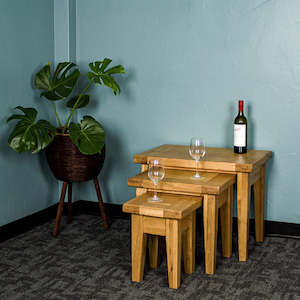 Nesting Tables: Vienna 3 Piece Oak Nesting Table Set