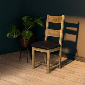 Vienna Oak Two-Brace Upholstered Dining Chair