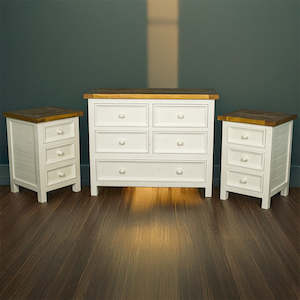 Tuscan: Tuscan Three-Piece Recycled Pine Bedroom Suite with Lowboy