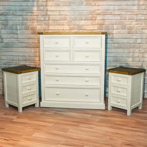 Tuscan Three-Piece Recycled Pine Bedroom Suite with Tallboy