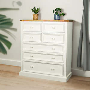 Tuscan Recycled Pine Large Seven Drawer Tallboy