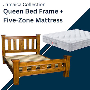 Jamaica Queen Bed + Five Zone Mattress Combo