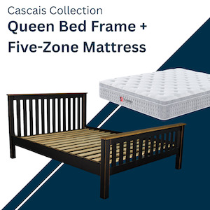 Bed Frame Mattress Deals: Cascais Queen Bed + Five Zone Mattress Combo