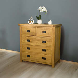 Oak Furniture: Queensland Five Drawer Tallboy