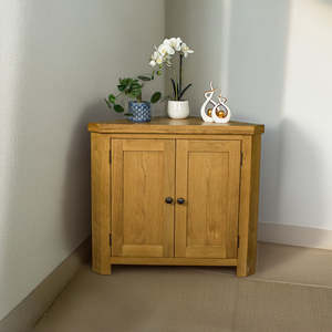 Oak Furniture: Queensland Oak Corner Cabinet