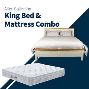 Bed Frame Mattress Deals: Alton King Bed + Medium Euro Top Mattress Combo