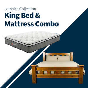 Bed Frame Mattress Deals: Jamaica King Bed + Pillow Top Mattress Combo
