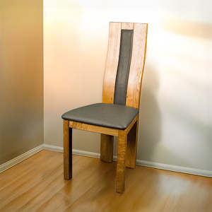 Oak Furniture: Bristol Oak Grey Dining Chair with Upholstered Back