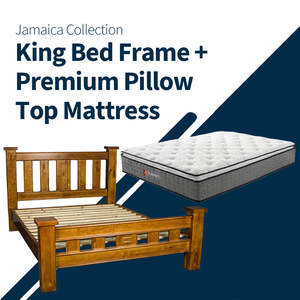 Jamaica King Bed Frame + Premium Pillow Top Mattress