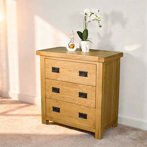 Oak Furniture: Queensland Oak 3 Drawer Chest
