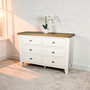 Tasmania 6 Drawer Oak Top Lowboy