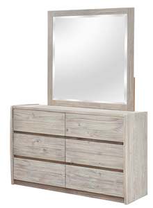 Dressing Tables: Charlotte 6 Drawer NZ Pine Lowboy & Mirror