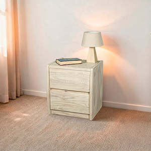 Charlotte: Charlotte 2 Drawer NZ Pine Bedside Cabinet