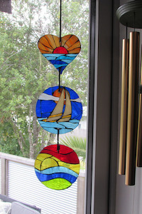 Three piece stained glass mosaic suncatcher Mainlymosaics