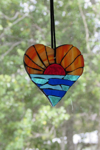 Heart stained glass mosaic suncatcher Mainlymosaics