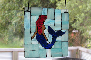 Products: Mermaid 1 stained glass mosaic suncatcher Mainlymosaics