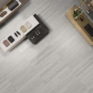 Tiles: ARTISAN TRAVERTINE GREY PORCELAIN MATTE TILE 600X600MM - $59/SQM