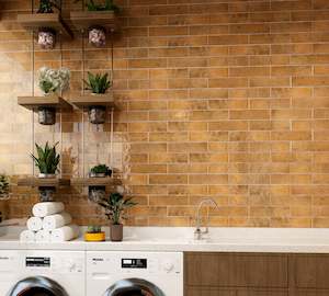 RUSTIC BROWN CERAMIC SUBWAY TILES 75X300MM - $59/SQM