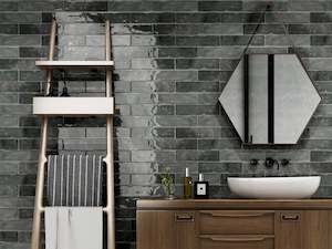 Tiles: ASH GREY CERAMIC SUBWAY TILES 75X300MM | SPLASHBACK TILES
