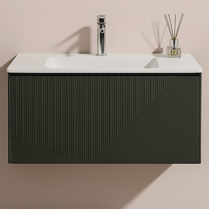 Vanities: 750MM DARK GREY WALL HUNG VANITY – PARALLEL AVO| MODERN FLOATING BATHROOM VANITY NZ