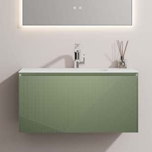 Vanities: 750MM SAGE GREEN WALL HUNG VANITY – PARALLEL AVO | MODERN FLOATING BATHROOM VANITY NZ