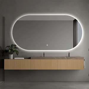 BIANCA PREMIUM OVAL BACKLIT LED MIRROR 1400X700MM WITH DEMISTER - 3 COLOUR LIGHTS