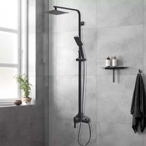 FUSION SQUARE RAIN SHOWER SET WITH EXTERNAL MIXER - MATTE BLACK