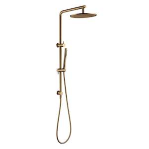 Shower Sets: CHASE PREMIUM ROUND DUAL RAIN SHOWER COLUMN - BRUSHED BRASS
