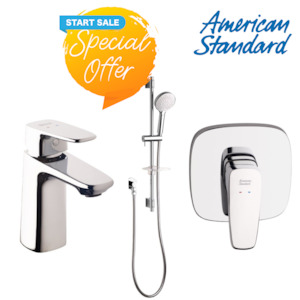 Shower Slides: AMERICAN STANDARD 3 PIECE COMBO SET SHOWER SLIDE/ SHOWER MIXER/ BASIN MIXER