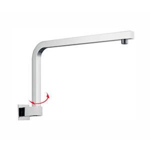 Shower Arms: SWIVEL SQUARE SLIM CHROME WALL MOUNT SHOWER ARM 400MM