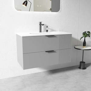 Wall Hung Vanities: AURA GREY 900MM WALL HUNG VANITY| PLYWOOD