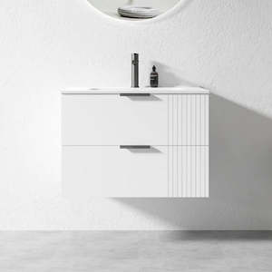 Wall Hung Vanities: AURA WHITE 750MM WALL HUNG VANITY| PLYWOOD