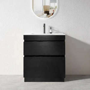 VALENTINA SLIM FLOOR STANDING VANITY | DARK OAK | 600MM | PLYWOOD WITH CERAMIC TOP