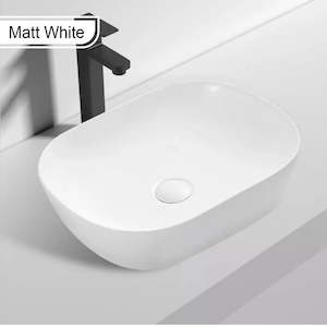 MATT WHITE CERAMIC BASIN - SOFT SQUARE 467X375MM | MODERN COUNTERTOP SINK
