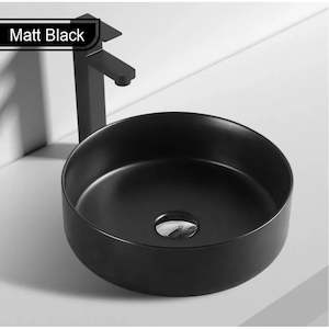 355MM ROUND ABOVE-COUNTER CERAMIC BASIN - MATT BLACK