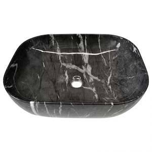Basins: MARQUINA BLACK MARBLE LOOK CERAMIC ART BASIN