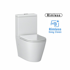 Toilet Suites: WARSAW COMPACT RIMLESS BACK TO WALL TOILET SUITE 605X375X825MM