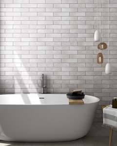 ALMOND BEIGE SUBWAY CERAMIC GLOSS TILES 75X300MM - $59/SQM