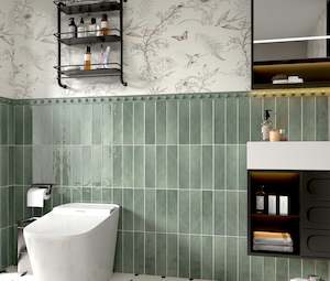 OLIVE GREEN SUBWAY CERAMIC GLOSS FINISH TILES 75X300MM - $59/SQM