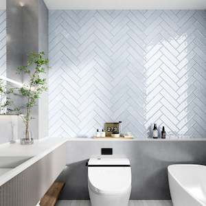 PEARL WHITE CERAMIC SUBWAY TILES 75X300MM